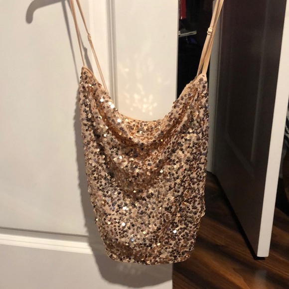 Rose gold sequin crop top - Picture 1 of 1